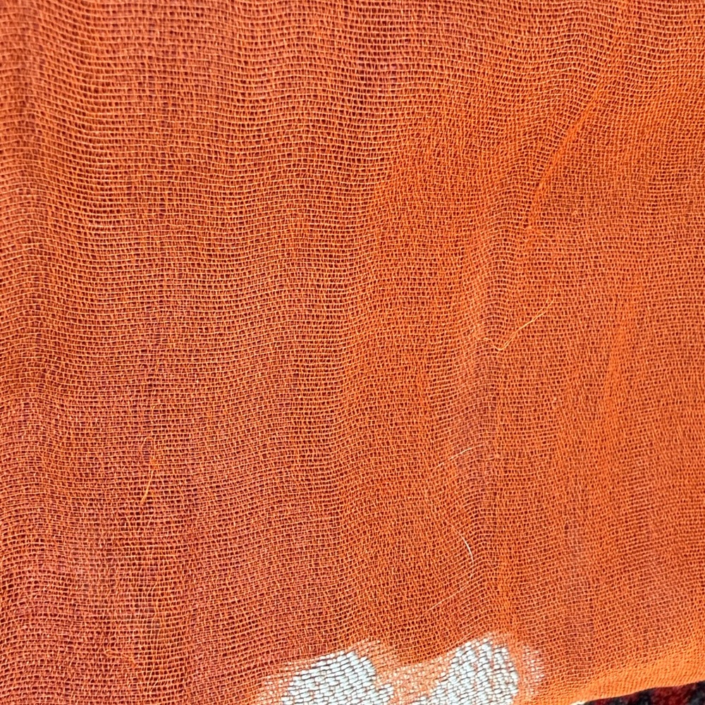 Etro NWT Vibrant Long Rust/Orange Scarf with Multicolor Embroidery - Picture 13 of 16
